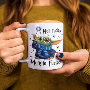 Baby Yoda Not Today Mugglefucker Mug - Blue 11oz